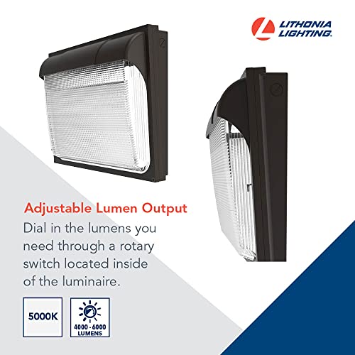 Lithonia Lighting 18" LED Wall Pack Outdoor Light Fixture, Building Wall Light, Adjustable Lumens, 5000K Daylight, MVOLT 120-277V, IP65, Glass Lens, Bronze (TWX3 LED ALO 50K MVOLT DDBTXD) - color: Adjustable Lumens | 5000K Daylight, size: 14" H x 18" W x