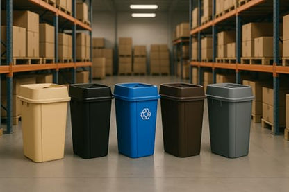 1 Pack Blue 25 Gallon Square Commercial Recycling Bin with Lid, Heavy Duty Plastic Recycle Container with Venting Channels and Built-in Handles - color: Blue, size: 25 Gallon