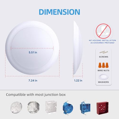 ECOELER 5CCT Selectable LED Flush Mount Ceiling Light, 6 Inch Dimmable Disc Lights, 16.5W 1100LM, Low Profile Surface Mount Ceiling Lights for Kitchen, Garage, Laundry, ETL&FCC, 6 Pack - color: 5CCT (2700K/3000K/4000K/5000K/6000K), size: 6 - Pack