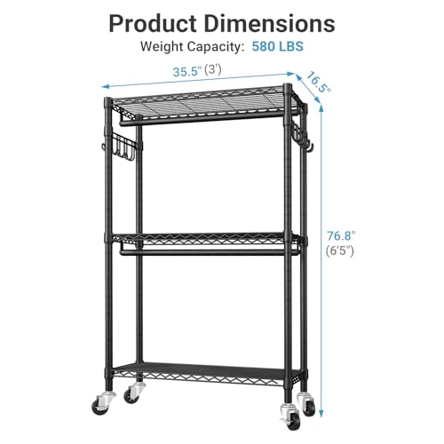 VIPEK R2 Clothes Rack for Hanging Clothes Rolling Clothing Rack Heavy Duty - color: Black, size: R2