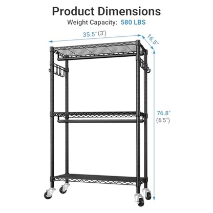 VIPEK R2 Clothes Rack for Hanging Clothes Rolling Clothing Rack Heavy Duty - color: Black, size: R2