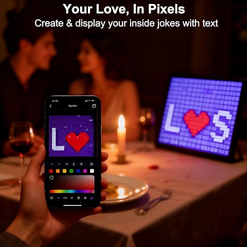 16x16 Programmable LED Pixel Screen, Digital Alarm Clock Matrix Panel, Pixel Light Art Display with APP Control, DIY Graffiti Animation Message Board Gift for Gamers Men&Women, Him/Her, Boys & Girls - size: 16*16