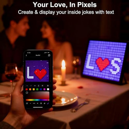16x16 Programmable LED Pixel Screen, Digital Alarm Clock Matrix Panel, Pixel Light Art Display with APP Control, DIY Graffiti Animation Message Board Gift for Gamers Men&Women, Him/Her, Boys & Girls - size: 16*16
