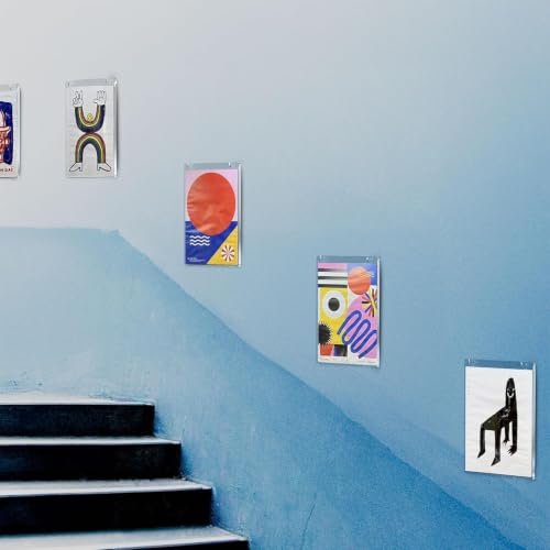 NIUBEE 5x7 Acrylic Wall Sign Holder Vertical Wall Mount 6 Pack - size: Vertical 6 Pack 5" x 7"