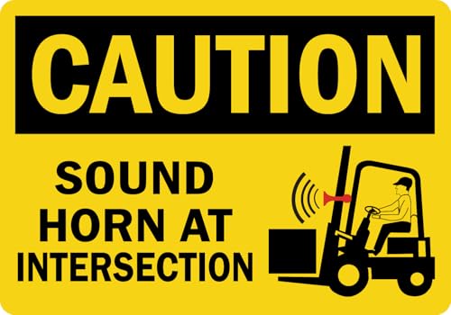 StickerJet OSHA Caution Sign Sound Horn At Intersection Stickers – Self Adhesive Vinyl 5-Pack, Sign for Warehouse and Industrial Waterproof & UV Resistant (7" x 10") - color: Caution: Sound Horn At Intersection, size: 7" x 10"