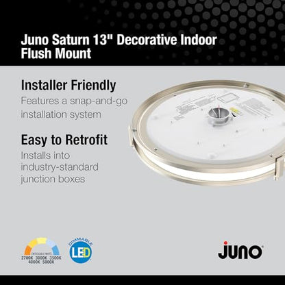 Juno Saturn Flush Mount Ceiling Light with Switchable Color Temperature (2700K-5000K), 13-Inch, Brushed Nickel - color: Brushed Nickel, size: 13-Inch