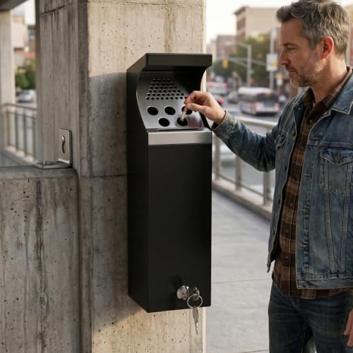 Wall Mounted Trash Can Outdoor Cigarette Butt Disposal Receptacle