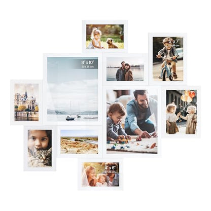 SONGMICS 10 Tool-Free Assembly Collage Photo Frames for Wall - color: Cloud White, size: 8*10 2 pack+ 5*7 4 pack + 4*6 4 pack