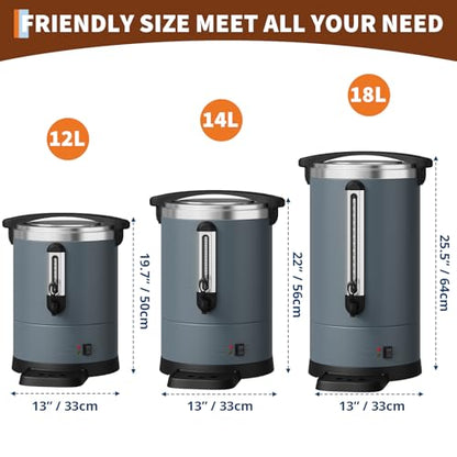 Garvee 14 L/100 Cups Coffee Urn-3.8 gal Double Wall Commerical Coffee Maker for Buffet Catering Wedding Gathering,Large Capacity Hot Coffee Dispenser,Stainless Steel Hot Water Urn-Grey - color: Gray, size: 100 Cups/14L