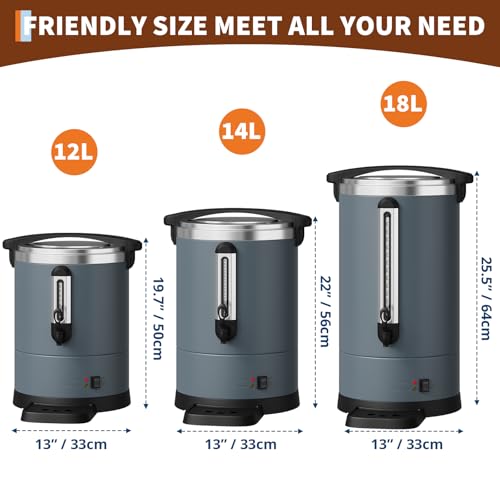 Garvee 12 L/80 Cups Coffee Urn-3.2 gal Double Wall Commerical Coffee Maker for Buffet Catering Wedding Gathering,Large Capacity Hot Coffee Dispenser,Stainless Steel Hot Water Urn-Grey - color: Gray, size: 80 Cups/12L