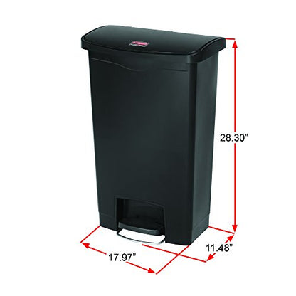 Rubbermaid Commercial Products Streamline Slim Step-On Plastic Trash Garbage Can, 13 Gallon, Black, Wastebasket with lid for Home/Kitchen/Hospital/Healthcare Facility - color: Black, size: 13 Gallon, style: Plastic Front Step Step-On