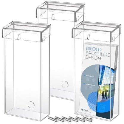 Remerry 3 Pcs 4 x 9 Inch Acrylic Outdoor Brochure Holder with Lids, Clear - color: Clear