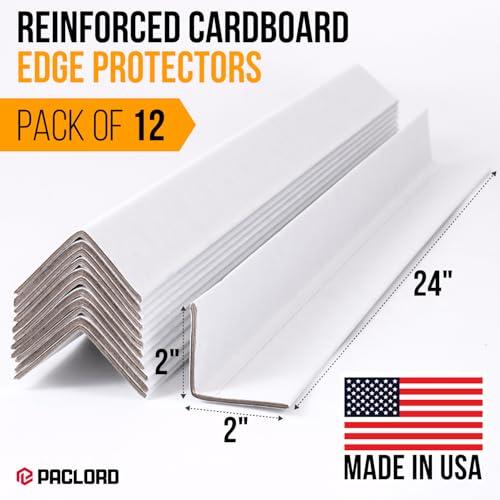 24" x 2" x 2" Reinforced Cardboard Edge Protectors, White (Pack of 12) – 0.12" Thick Medium-Duty Cardboard Corner Protectors for Shipping – American Quality V-Board Pallet Edge Protectors - color: Thickness: 0.12", size: Pack of 12