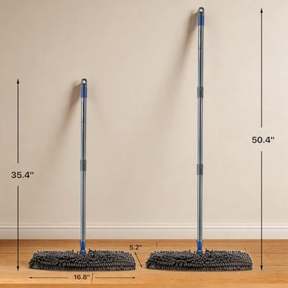 Masthome 2-Sided Microfiber Mop,Flip Flat Mop with Hair Scraper - color: Blue Professional