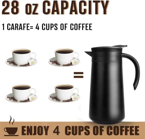 GearRoot 28oz Small Coffee Carafe Insulated Coffee Pot, Silver & Black - color: Silver, Black