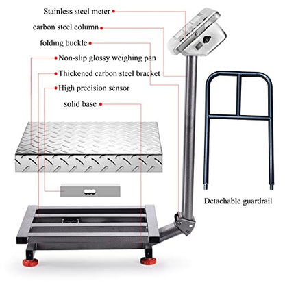 660lb Industrial Platform Scale, Foldable, Double-Sided Display