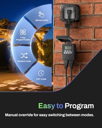 BN-LINK Outdoor 7-Day Programmable Timer Outlet, 2 Outlets - size: With-Lid