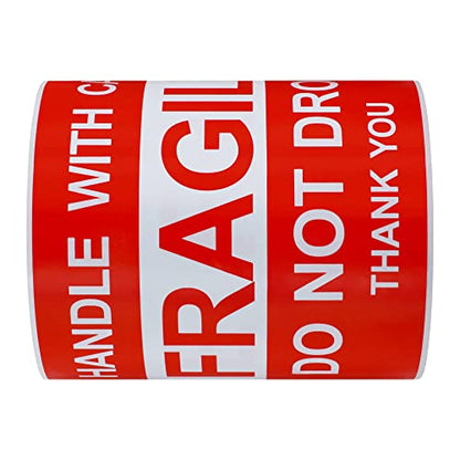 Hybsk 4x6 inch Do Not Drop Thank You Fragile Stickers Adhesive Label 100 Per Roll (4x6 inch) - size: 4x6 inch