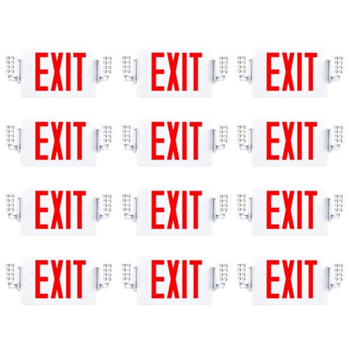 Sunco 12 Pack Red Exit Signs with LED Emergency Lights & Backup Battery - color: Red, size: 12 Pack