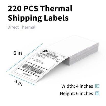 KNAON 4x6 Thermal Shipping Labels - 220 Pack Fanfold, Direct Thermal Labels - size: 220 Labels