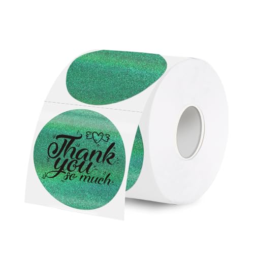 2 Inch Holographic Thermal Labels,Green Round Thermal Printer Labels,Printable Round Thermal Printer Labels Self-Adhesive Direct Thermal Label(300 Labels/Roll Green) - color: Green Dots, size: 2 inch