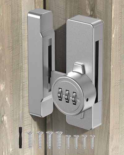 Sliding Barn Door Lock, 3-Digit Password Locks, Silver - color: Silver