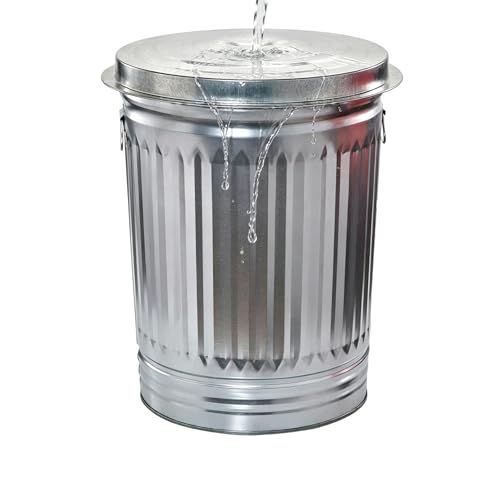 31 Gallon Metal Trash Can with Lid, Galvanized Steel Garbage Bin