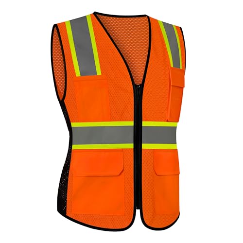 High Visibility Vest for Women, Hi Vis Reflective Vest, Orange, XL - color: 1pc Orange, size: X-Large
