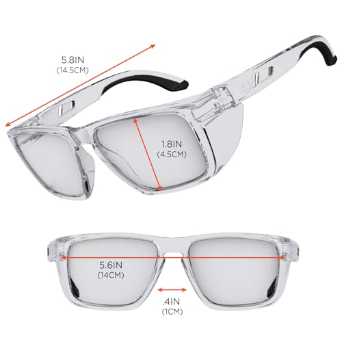 Ergodyne Skullerz SIXTEN Safety Glasses with Side Shields, Anti Fog + Anti Scratch, ANSI z87.1 with Protective Microfiber Bag - color: Clear Lens