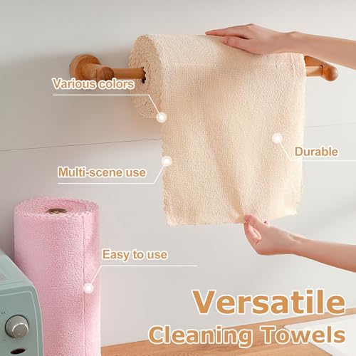 Jessy Home 80 Pack Microfiber Cleaning Cloth Roll Reusable Paper Towels 12"x12" Tear Away Cloth, Microfiber Towels for Cars, Wash Cloths, Lint Free Rags for House, Kitchen,Window,Cleaning Supplies - color: Apricot Yellow