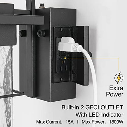 15 Inch Dusk to Dawn Outdoor Lighting Fixtures with Outlet - size: 15'' H with Outlet, 1 PC