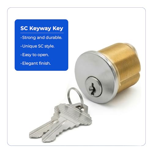 Key4less Brass Mortise Cylinder Lock 1-1/8 Inch Keyway Keyed Alike | Storefront Door Replacement - Adams Rite Kawneer Vistawall - size: 1 Pack