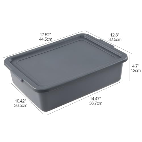 3-Pack 13 L Plastic Commercial Tote Box with Lid, Bus Tubs, Gray - color: gray, size: 13 L