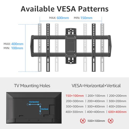 MOUNTUP 37.9" Long Arm TV Wall Mount for Most 42-75 Inch TVs, Full Motion Corner Wall Mount TV Bracket with Extension & Tilt & Swivel & Level Articulating Arm, Max VESA 600x400mm, Holds up to 99 lbs - size: 42-75 inch, 99 lbs, Indoor 37.9 inch Arm