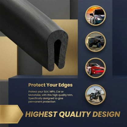 Kingdder 1/8" U Channel Rubber Edge Trim, 1/8" U ，60 Feet Long, Black - color: Black, size: 1/8" U, 60 Feet Long, Black