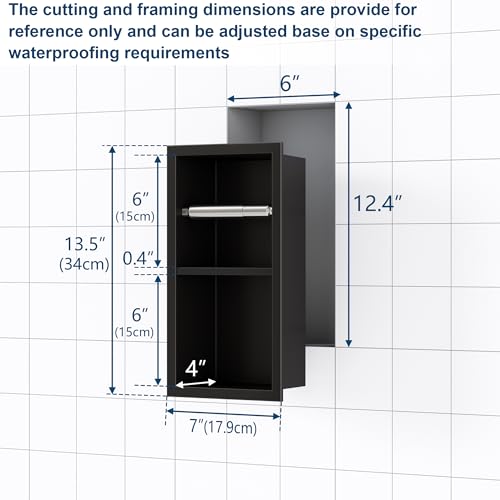 Qeke Recessed Toilet Paper Holder, Dual Rolls Tissue Toilet Holder, Black - color: Matte Black