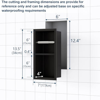 Qeke Recessed Toilet Paper Holder, Dual Rolls Tissue Toilet Holder, Black - color: Matte Black