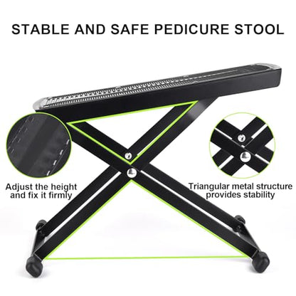 Pedicure Foot Rest Kit 6 Adjustable Heights Foot Stand for Pedicure Non-Slip Foldable Pedicure Stand for Easy at Home No More Bending or Stretching Pedicure Stool with Silicone Toe Separator