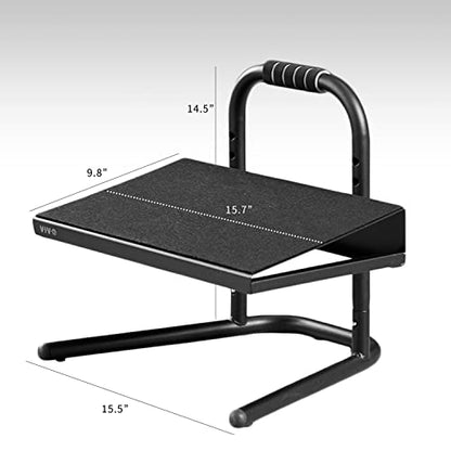 VIVO Black Ergonomic Height Adjustable Foot Rest Platform, STAND-FT01 - color: Black
