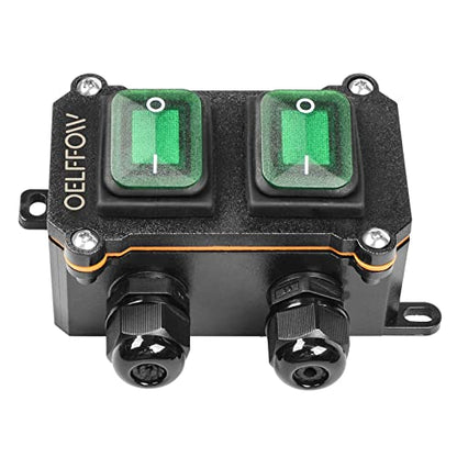 Waterproof On Off Toggle Switch Double Switch/Outlet - color: Green/2 Switch/2 Outlet