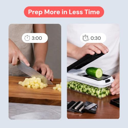 Fullstar Essential Vegetable Chopper & Mandoline Slicer 8-in-1 Kitchen Tool - color: White/Black