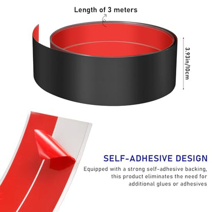 Stainless Steel Door Kick Plate，4"x118" Self-Adhesive for Cabinet & Island - color: Brushed Black