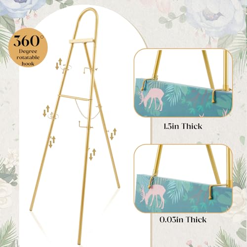 42"-63" Adjustable Gold Easel Stand for Wedding Sign Heavy Duty Metal Easel - color: Gold, size: 42"-63", style: Classic