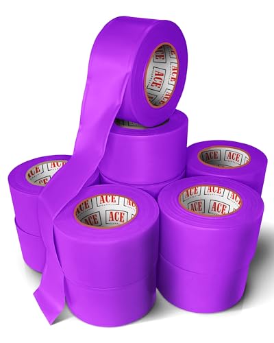 ACE Supply Purple Flagging Tape 12 Pack - Non-Adhesive Purple No Trespassing Tape - 1.5 Inch Width, 150 Ft Length, 2 Mil - Tree Marking Ribbon, Surveyors Ribbon, No Hunting - color: Purple, size: 12 Pack