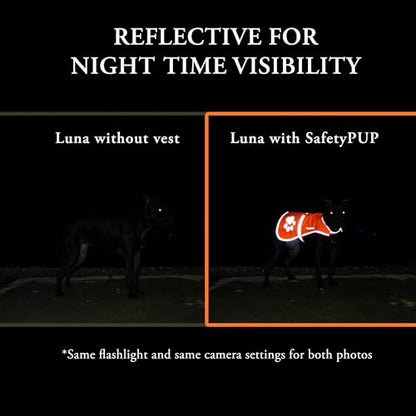 Blaze Orange Dog Vest. Reflective High Visibility in Hunting & Wooded Areas - size: Medium