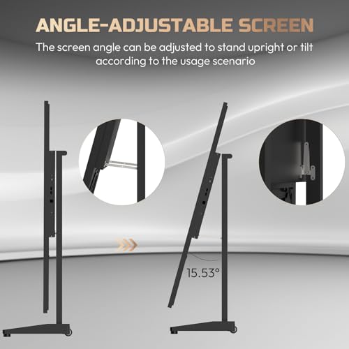 43" Digital Signage Display Kiosk, 4K UHD Anti-Glare LCD Advertising Screen, Portable Floor Standing Auto AD Player Android14 App-Based Control with USB/HDMI/WiFi, Bluetooth 5.3 - size: 43 Inch