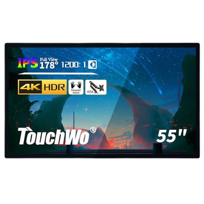55 inch Capacitive Multi-Touch Screen Industrial Monitor, 16:9 Display 4K, Built-in Speakers, USB, VGA, DP & HD-MI Ports, Digital Signage Displays and Player for Advertising - size: 55-inch