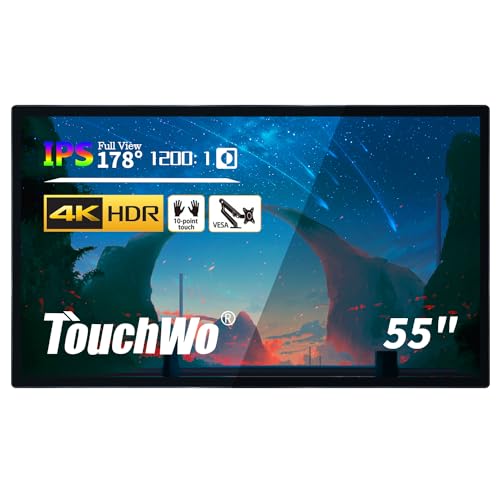 55 inch Capacitive Multi-Touch Screen Industrial Monitor, 16:9 Display 4K, Built-in Speakers, USB, VGA, DP & HD-MI Ports, Digital Signage Displays and Player for Advertising - size: 55-inch
