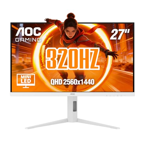AOC 27 Inch Gaming Monitor QHD 320Hz Mini-LED HDR1000, White, Q27G4SLM/WS - size: 27" 320Hz Mini-LED White