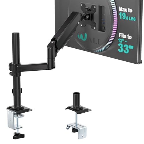 WALI Tall Single Monitor Arm for 13-33 inch Screens, up to 19.8 lbs - color: Black (Single), size: 13" to 33"